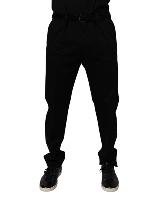 Black Cotton Men Skinny Dress Formal Pants