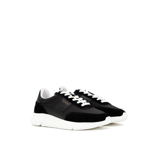 Black And White Fabric And Leather Athletic Sneakers