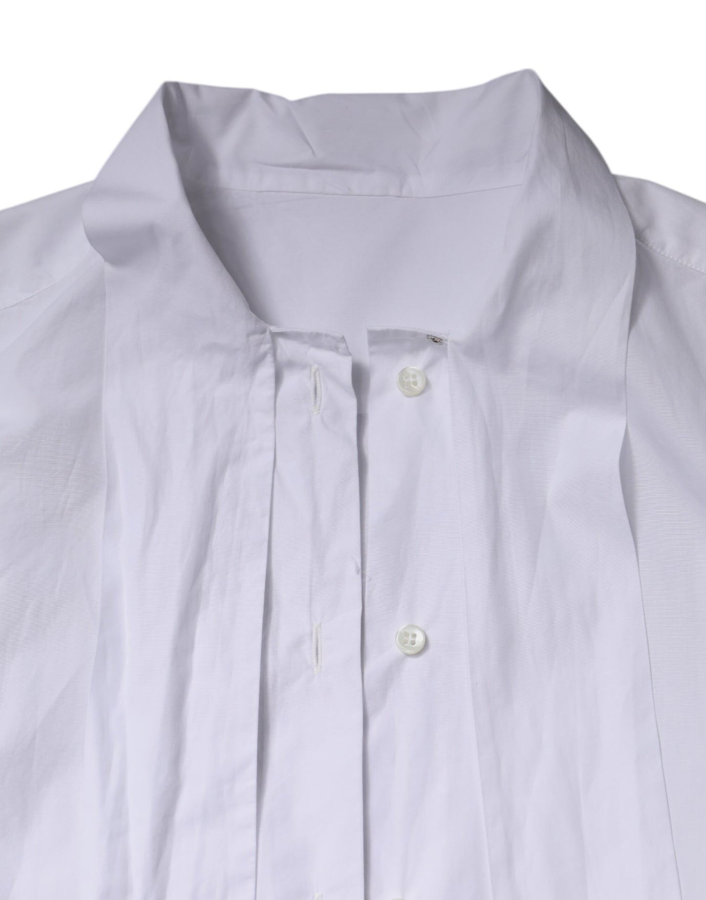 White Ascot Collar Long Sleeve Blouse Top