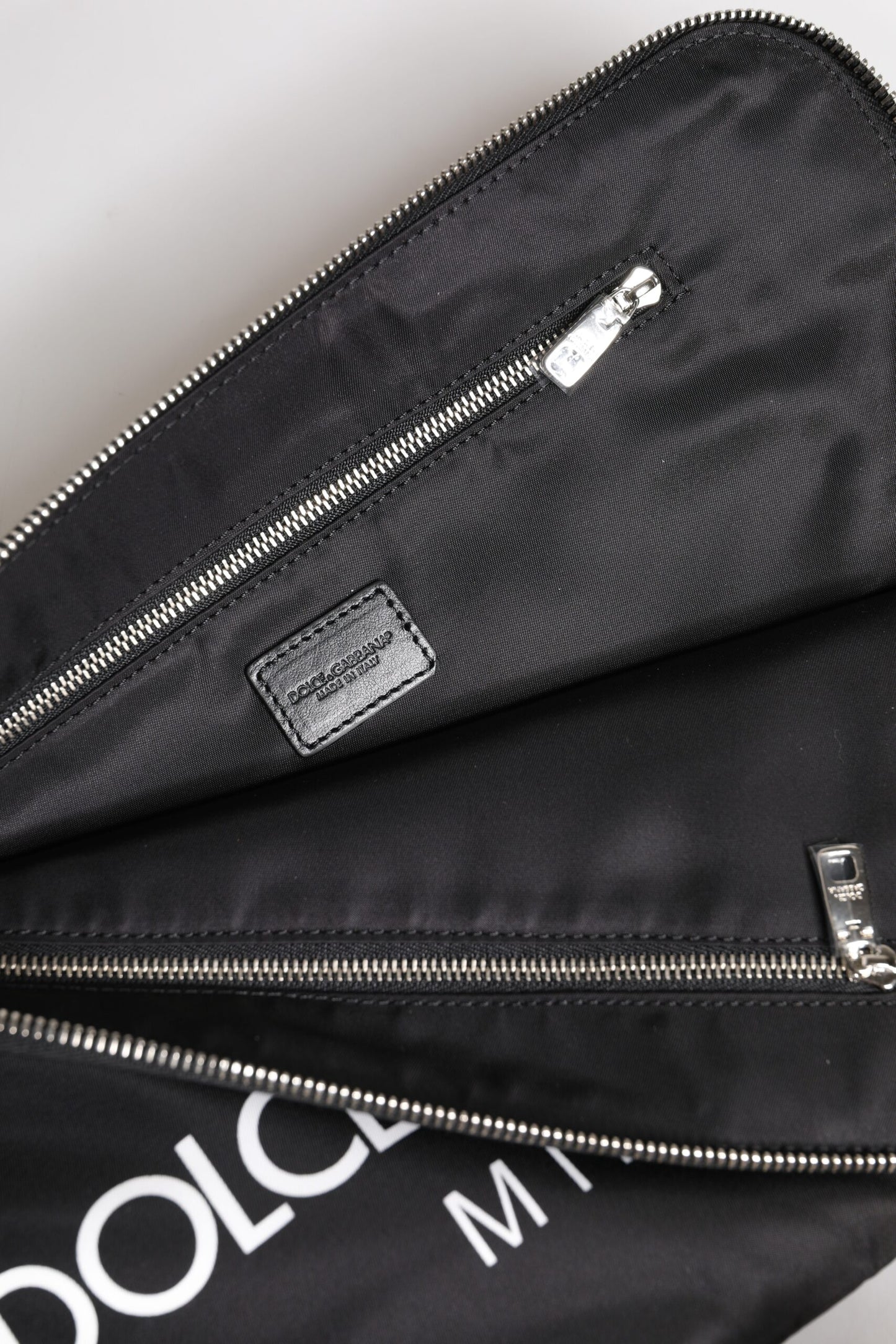 Black DG Milano Print Nylon Pouch Clutch Bag