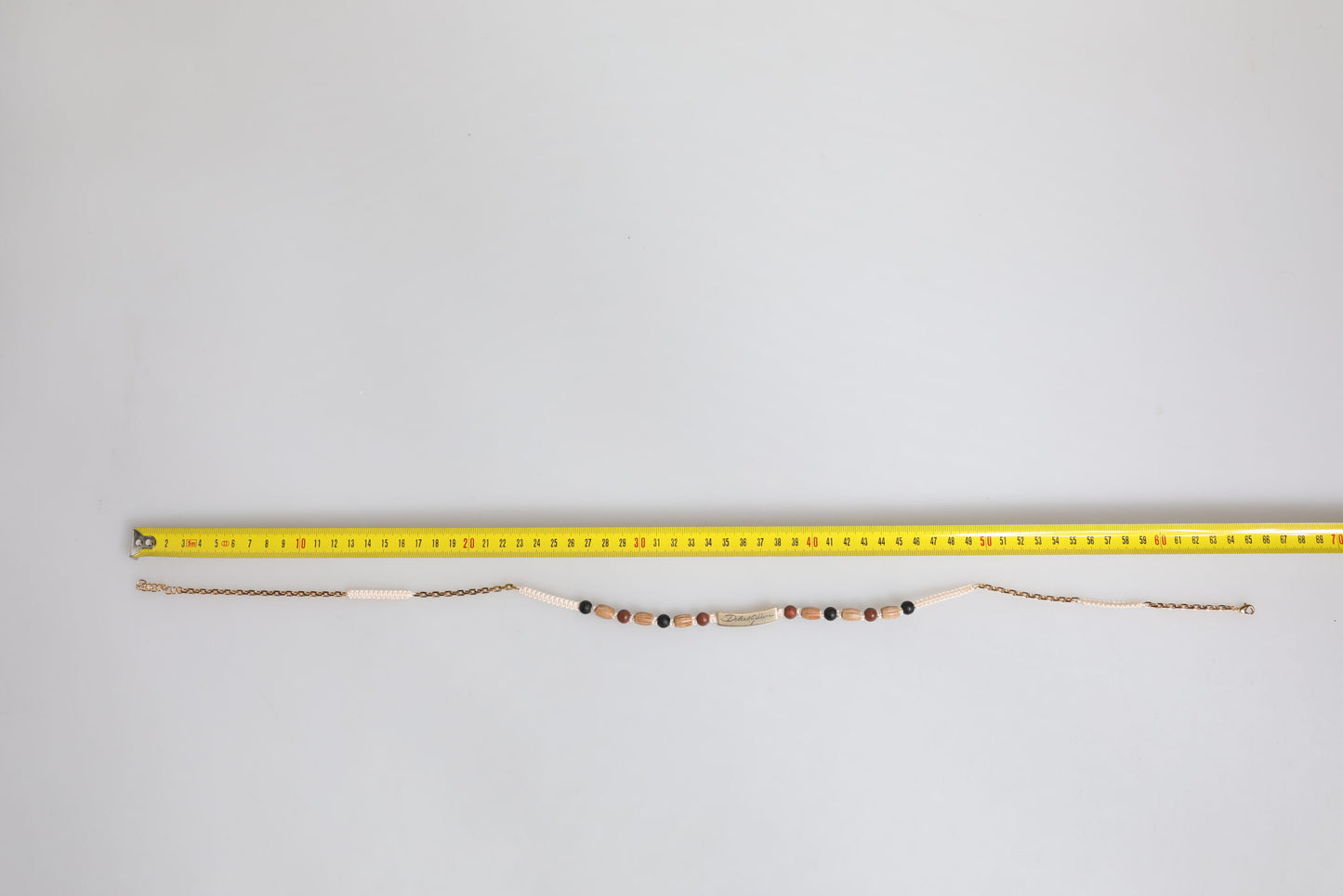 Black Gold Wooden Beaded Logo Pendant Necklace