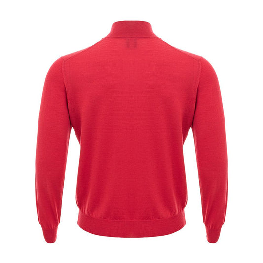 Elegant Crimson Wool T-Shirt for Men