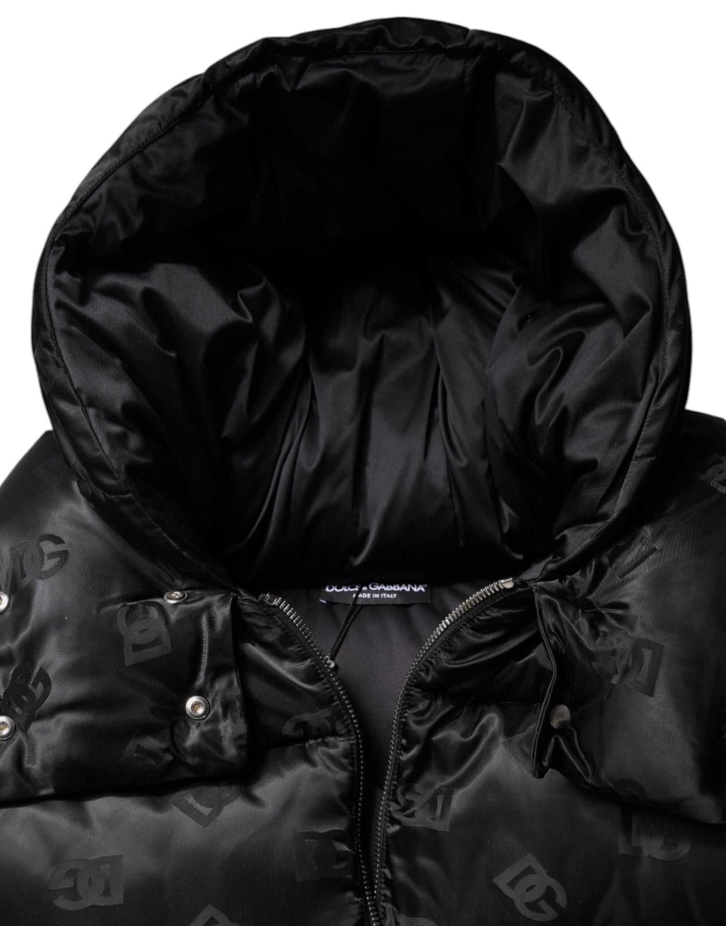 Black Padded Puffer Hooded Full Zip Cropped Jacket