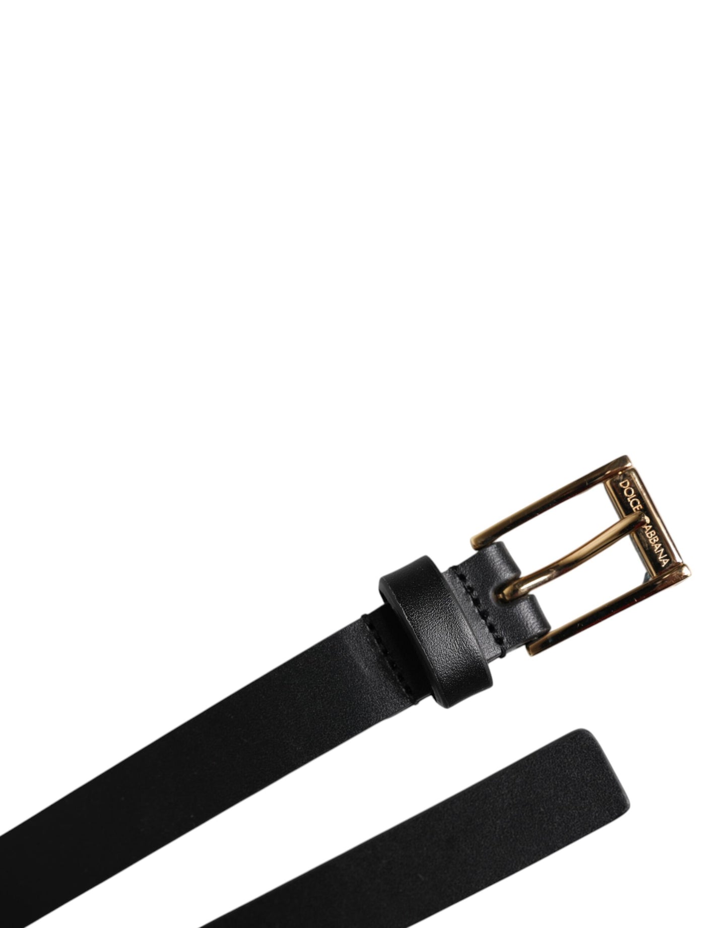 Black Calf Leather Gold Metal Buckle Belt