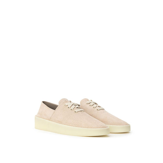 Beige Leather Low Top Sneakers