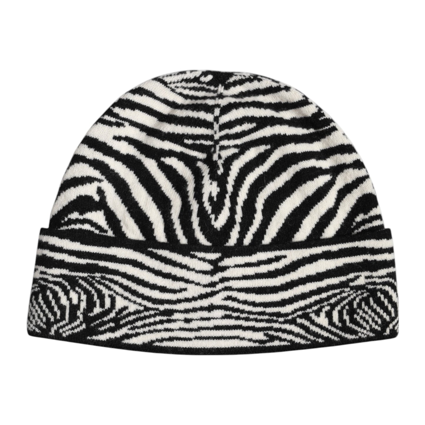 Black White Zebra Knitted Winter Beanie Hat