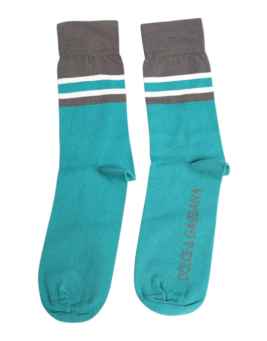 Green Gray Stretch DG Logo Mid Calf Socks