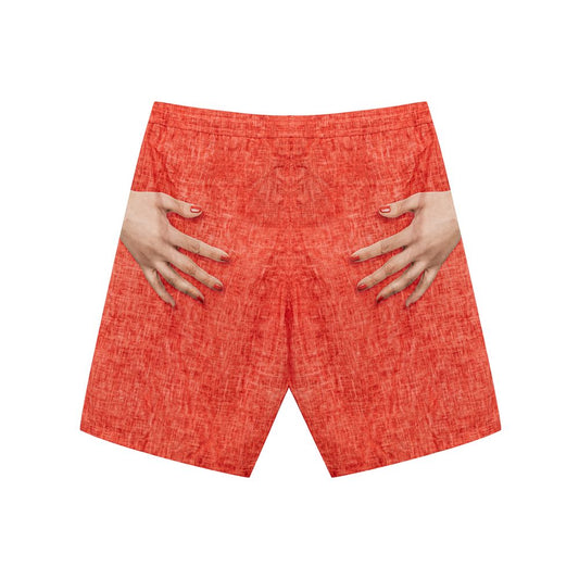 Red Polyester Swim Shorts