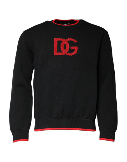 Black Nylon DGLogo Knit Men Pullover Sweater