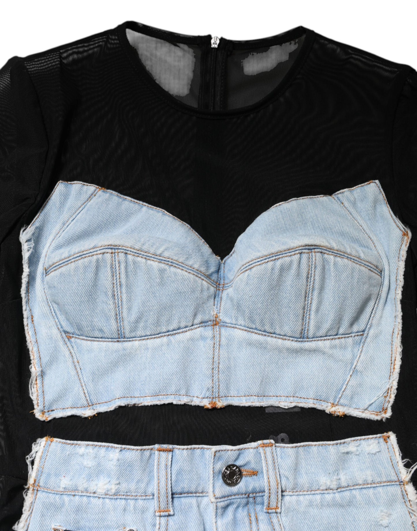 Black Blue Long Sleeves Denim Mini Dress