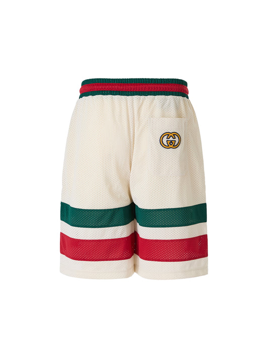 Cream polyester Logo Shorts