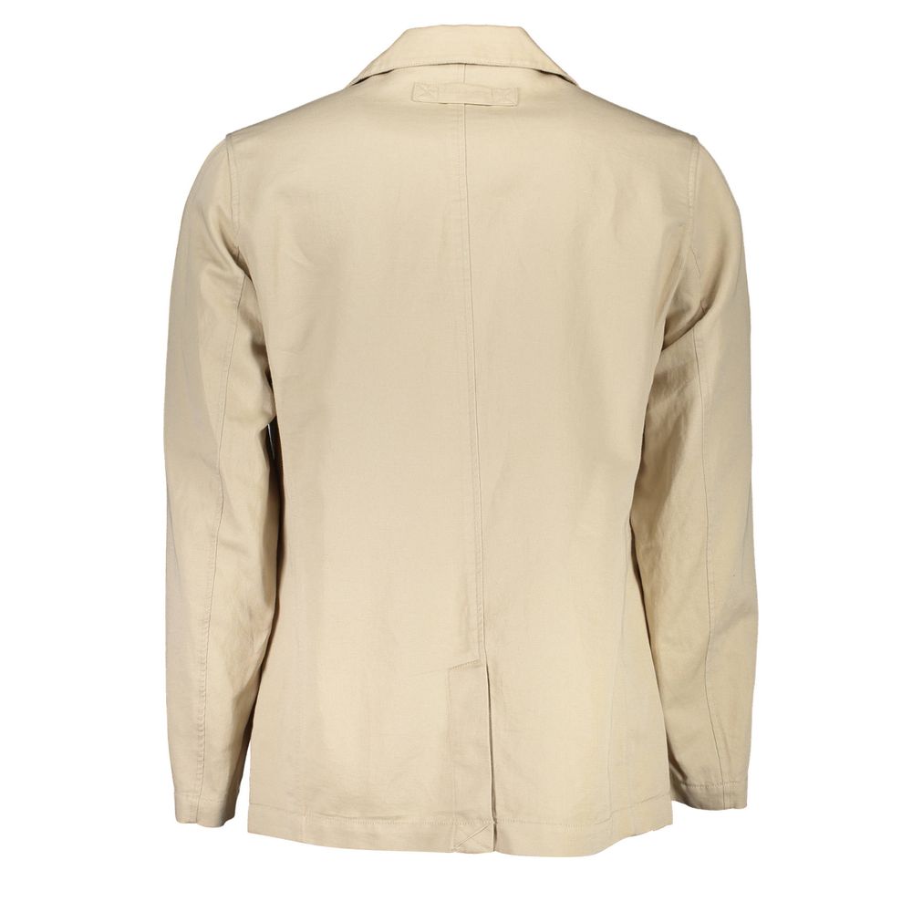 Beige Cotton Men Jacket