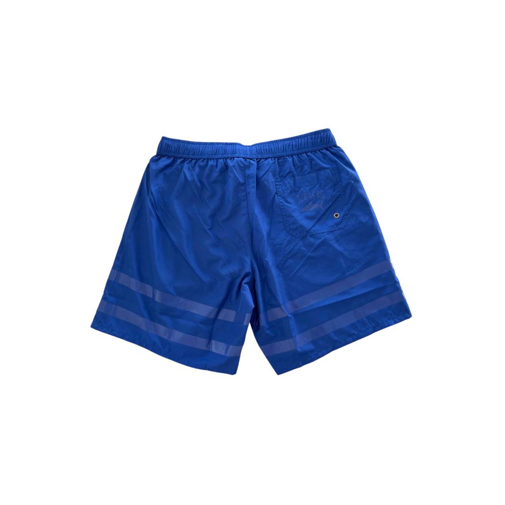 Blue Polyester Men Swim Shorts