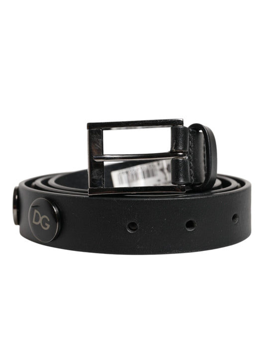 Black Luxury Leather DG Studs Buckle Belt