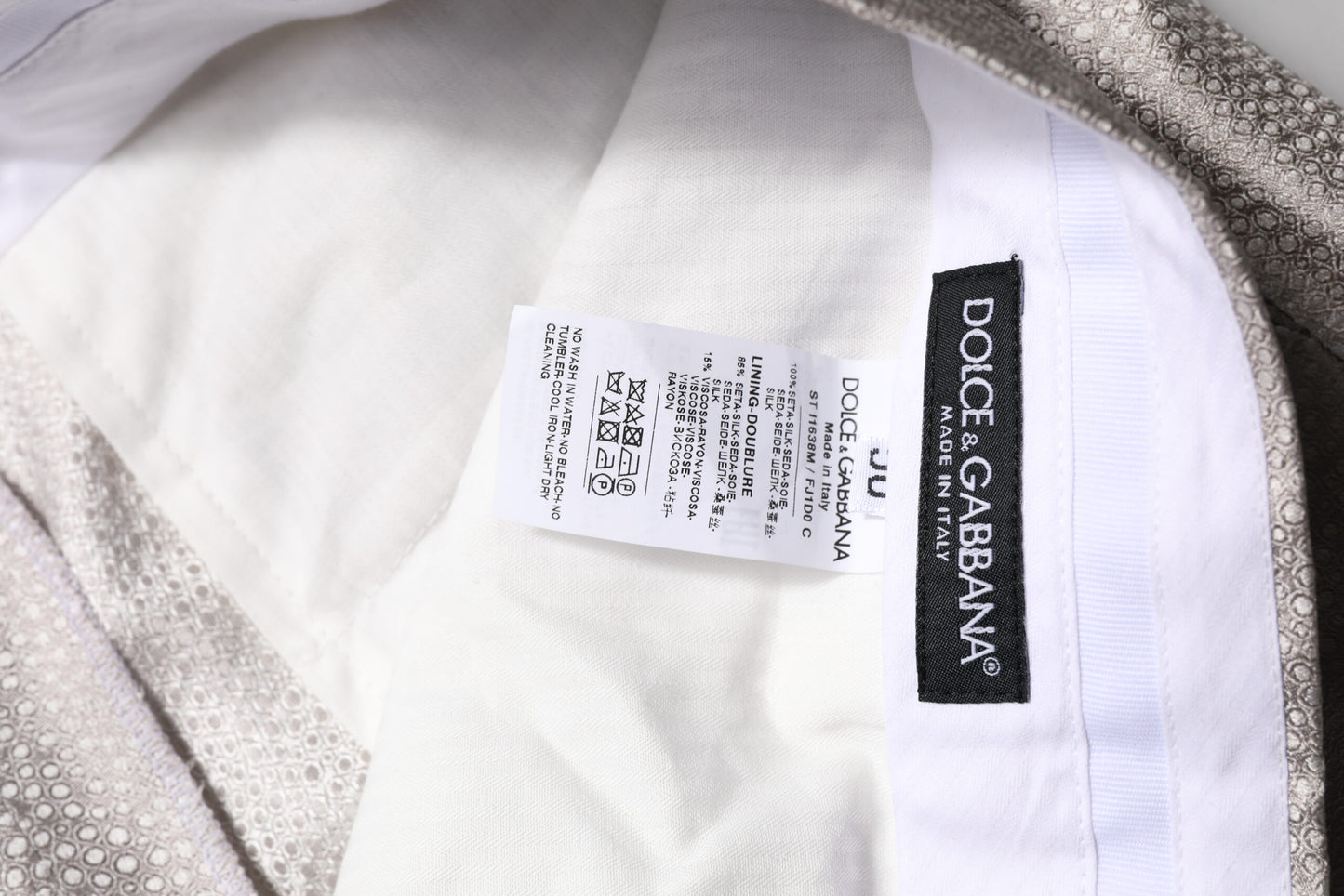 Light Gray Jacquard Silk Dotted 2 Piece Suit