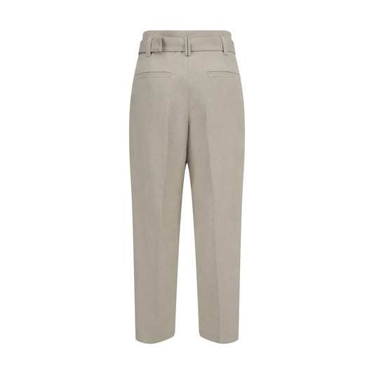 Cream Cotton Casual Pants