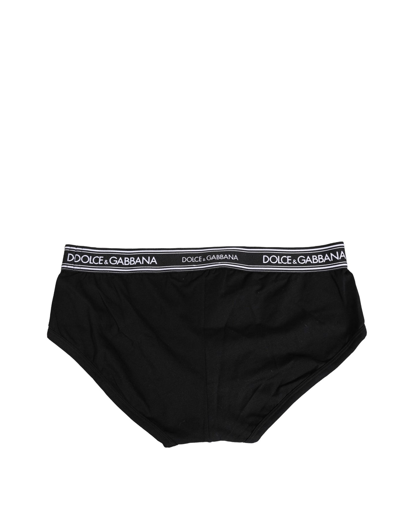 Black Cotton Stretch Logo Print Brief Underwear