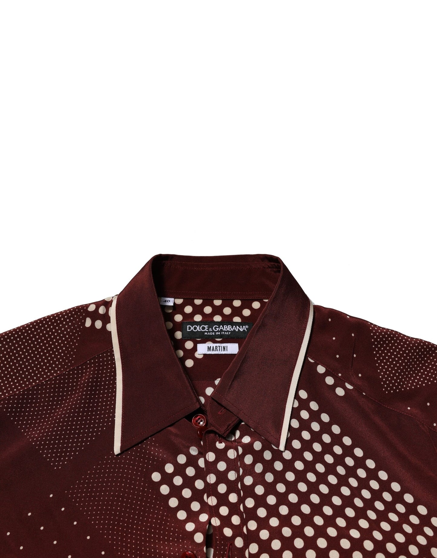 Maroon Dotted Silk Long Sleeve Casual Shirt