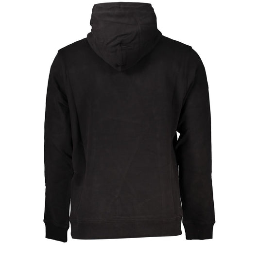 Black Cotton Men Sweater with Hood