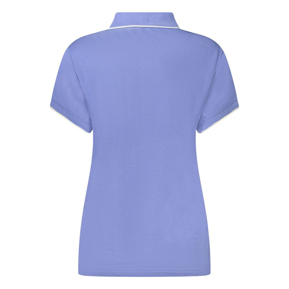 Blue Cotton Women Polo Shirt