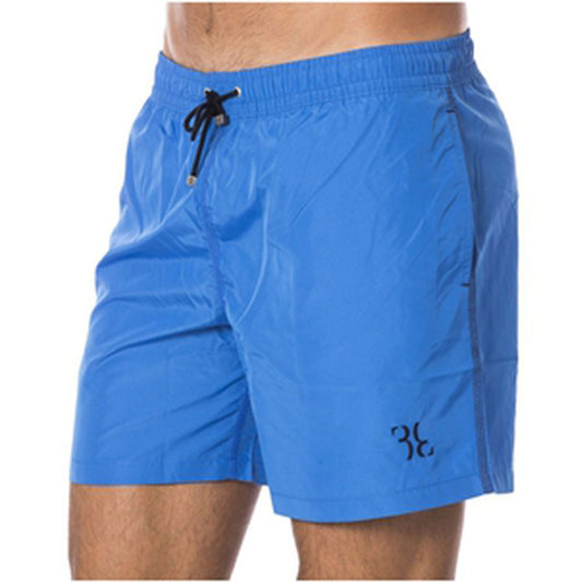 Blue Polyester Men's Swimwear Trunk