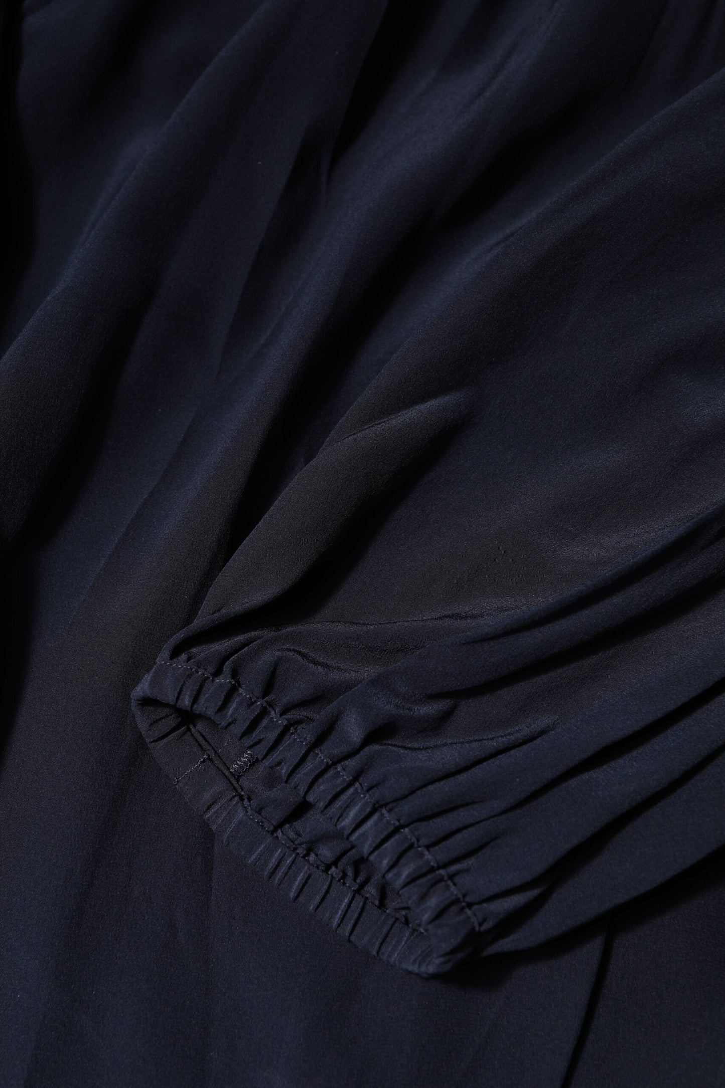 Blue Silk Mock Neck Long Sleeves Blouse Top