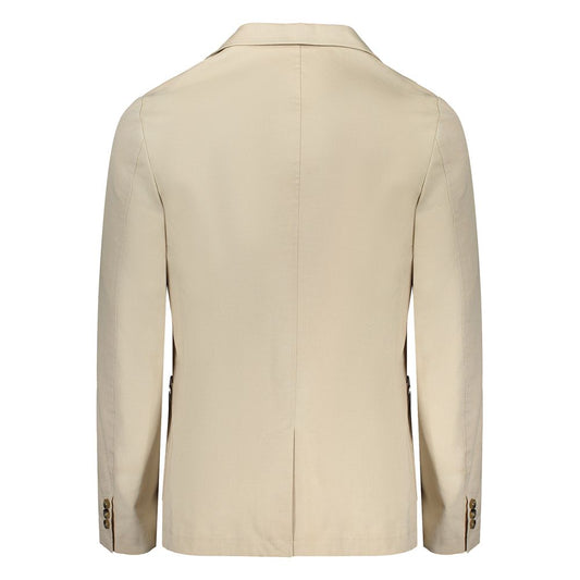 Beige Cotton Men Jacket