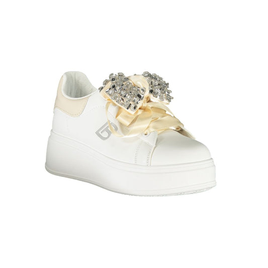 White Polyester Women Sneaker
