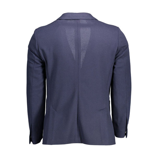 Blue Cotton Men Jacket