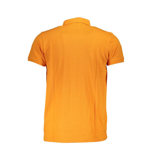 Orange Cotton Men Polo Shirt