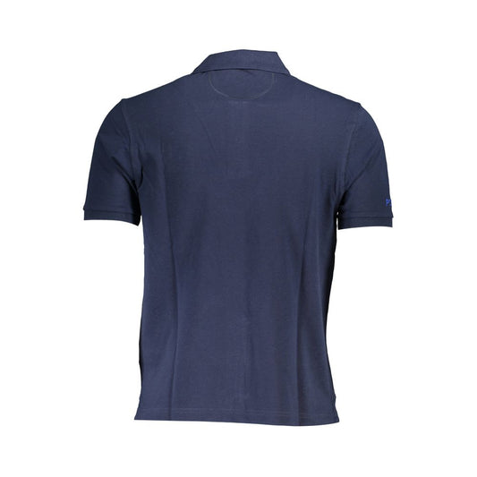 Blue Cotton Men Polo Shirt
