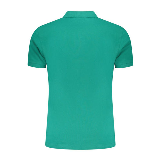 Green Cotton Men Polo Shirt