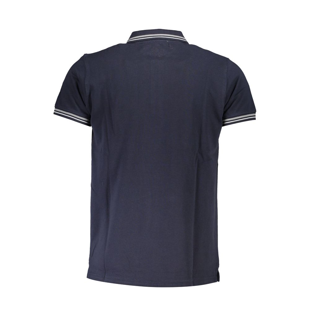 Blue Cotton Men Polo Shirt