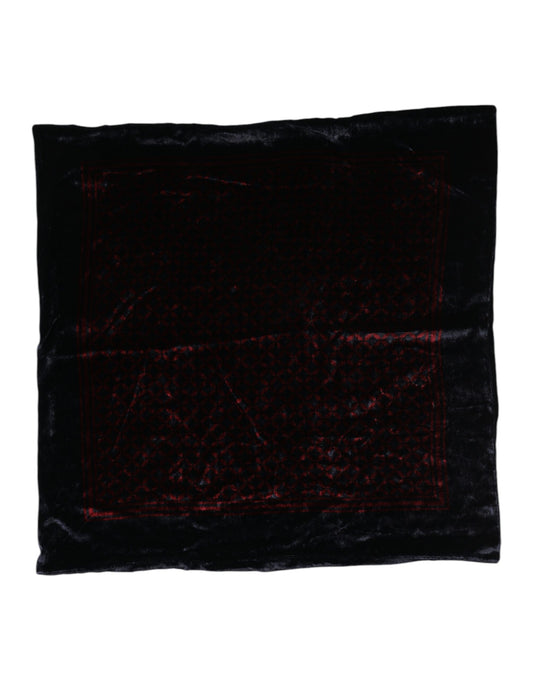 Black Red Viscose Square Men Foulard Scarf