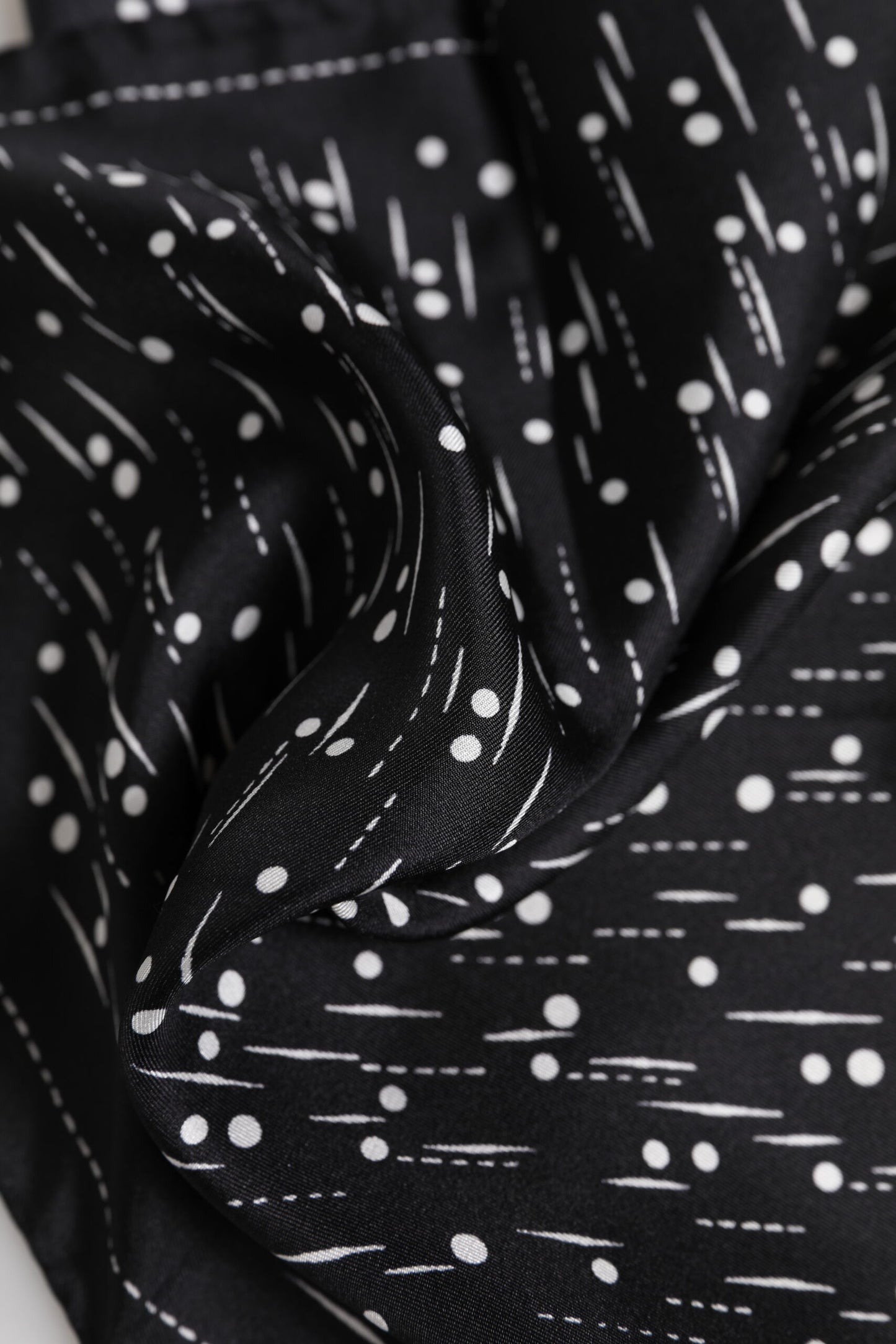 Black White Printed Square Men Foulard Scarf