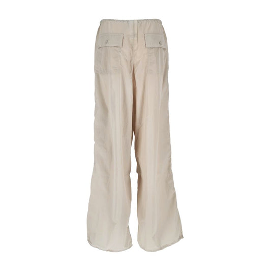 Beige Nylon Women's High-Waisted Trouser