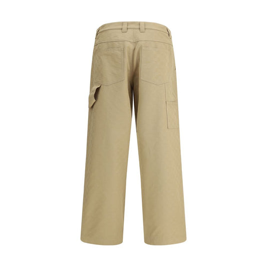 Beige Cotton Casual Pants