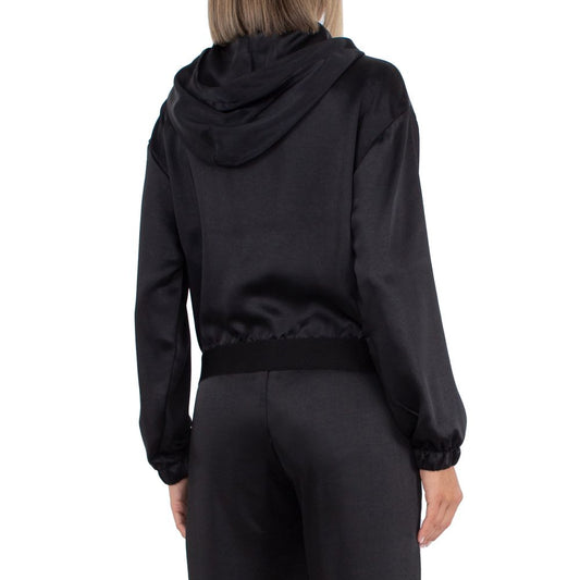 Black Polyester Women's Hooded Sweatshirt