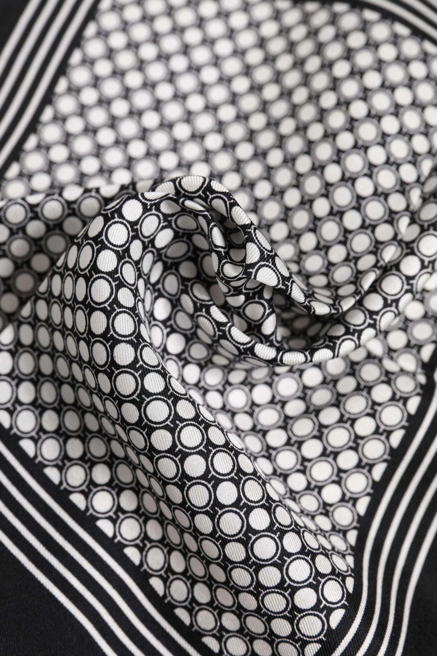 Black White Patterned Square Men Foulard Scarf