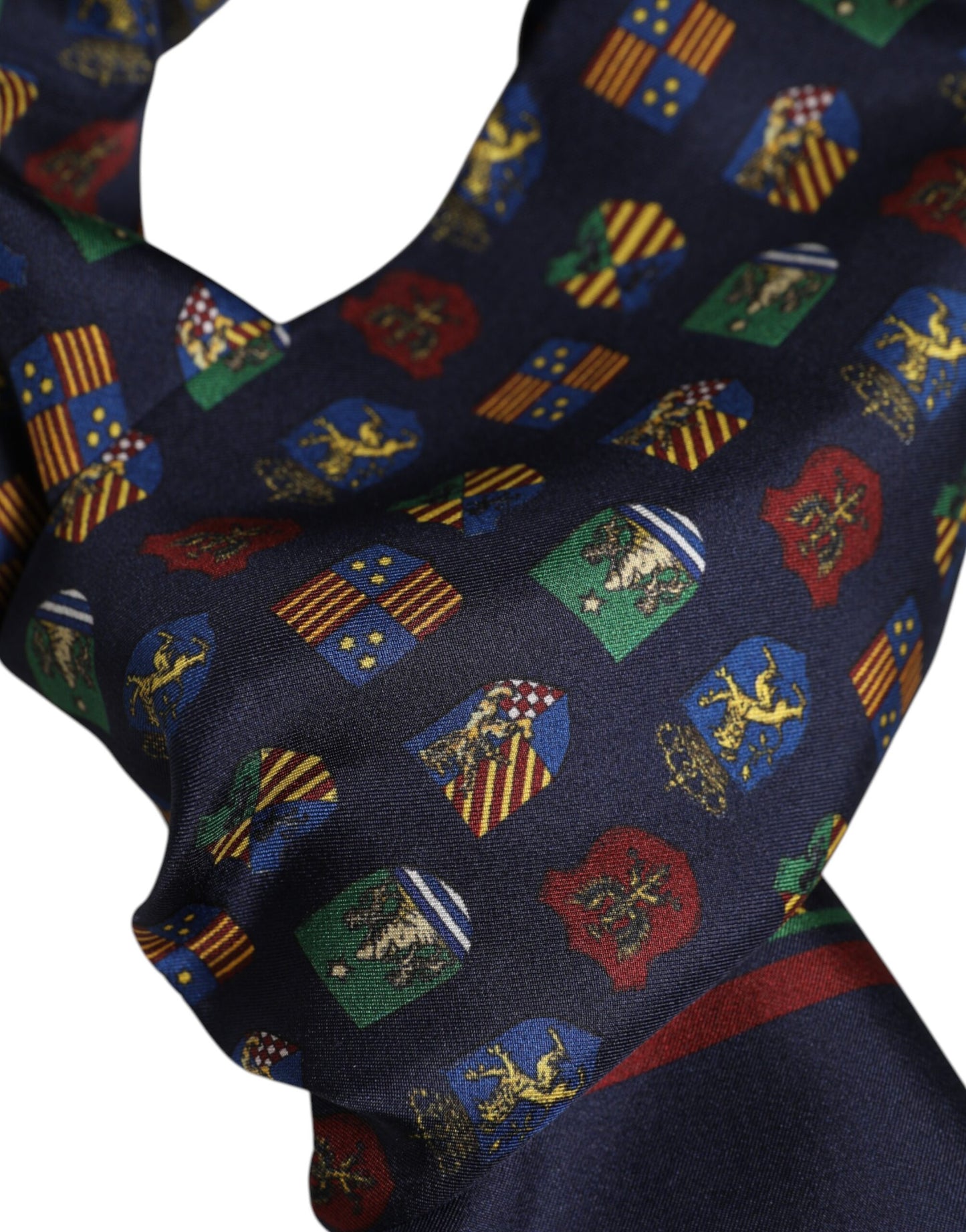 Blue Silk Printed Fringes Foulard Scarf