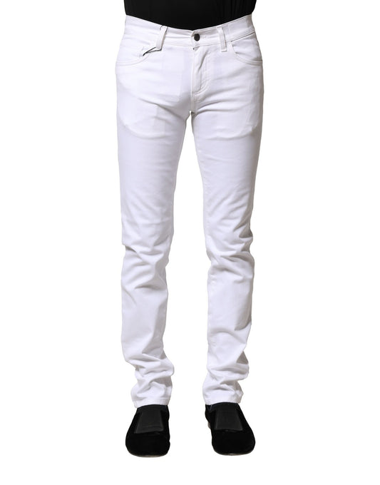 White Cotton Skinny Men Denim Jeans