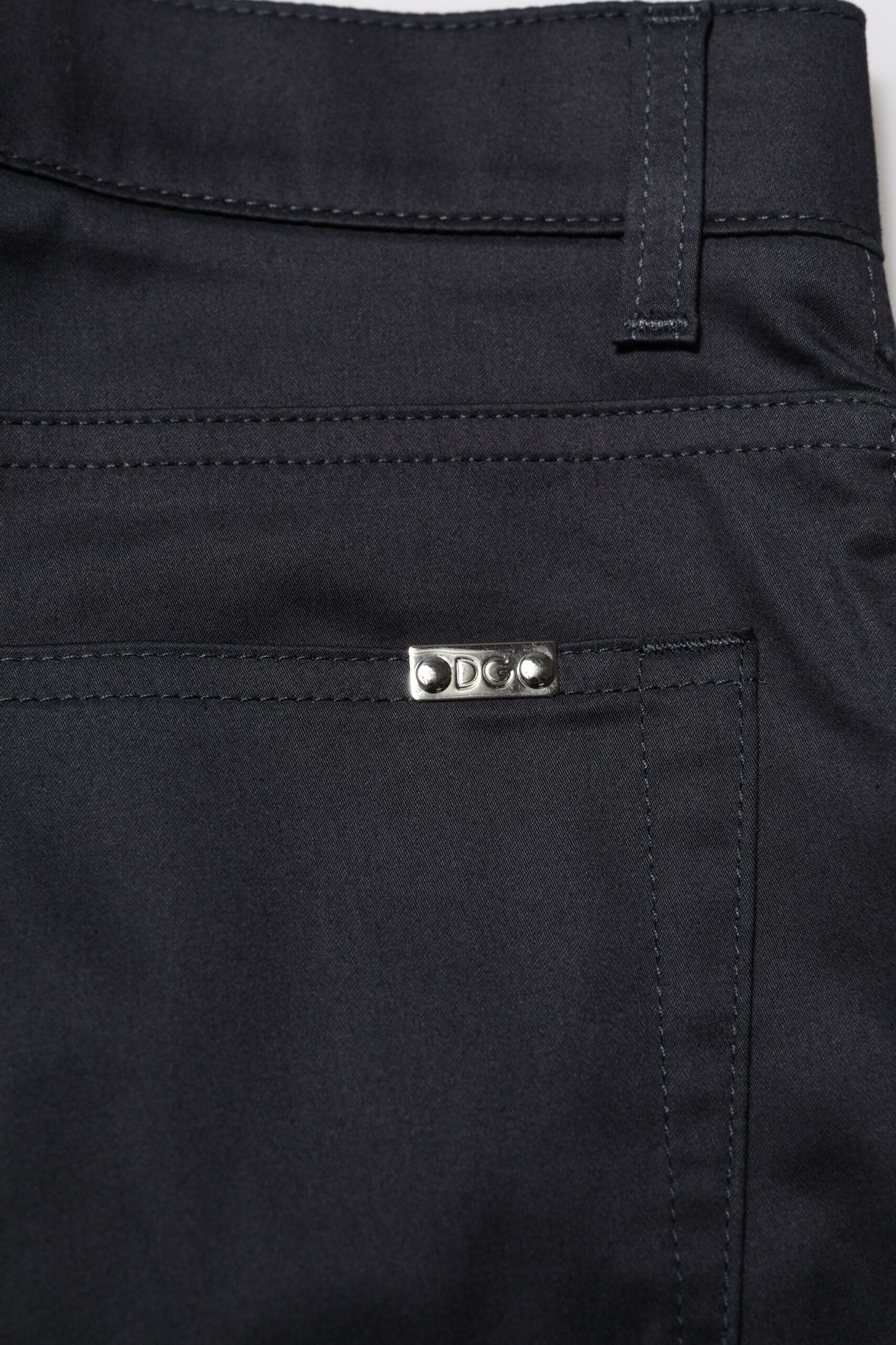 Black Cotton Skinny Mid Waist Pants