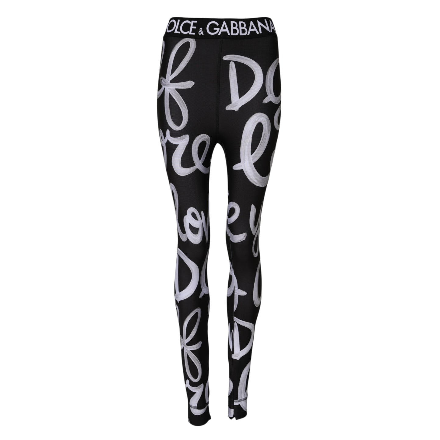 Black Polyester Logo Print Mid Waisted Pants