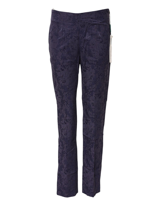 Purple Jacquard High Waisted Pants