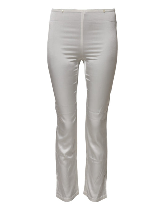 Ivory Silk Tapered High Waist Pants