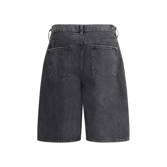 Black Cotton Bermuda Shorts