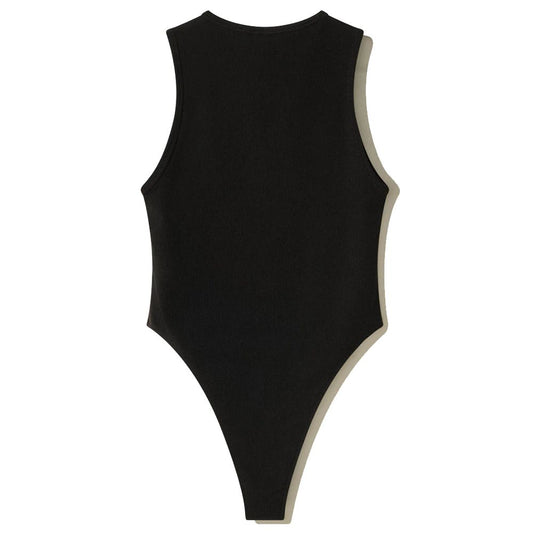 Black Cotton Bodysuit