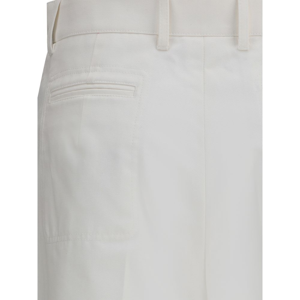 White Cotton Flared Pants