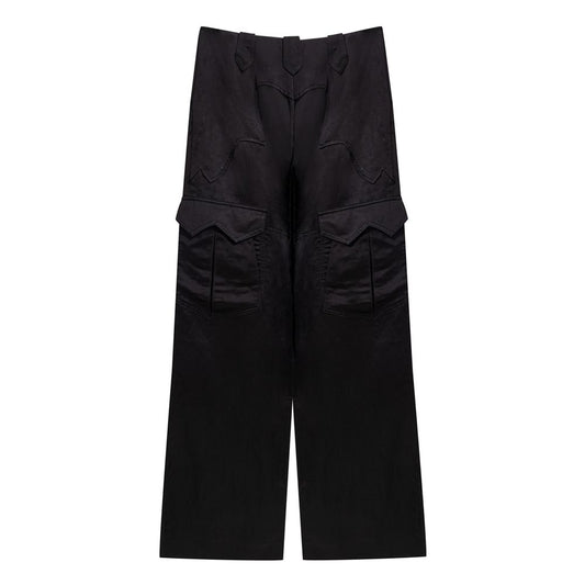 Black Viscose Cargo Pants