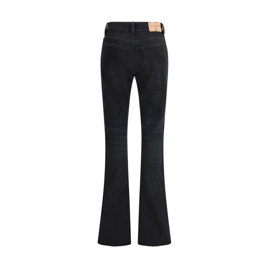 Black Cotton Bootcut Jeans